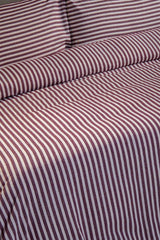 Claret Red Striped Linen Double Duvet Cover & Pillow Set 200x220 Cm - Swordslife