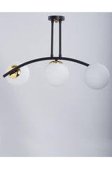 Bow Black 3 Lamps White Glass Chandelier - Swordslife