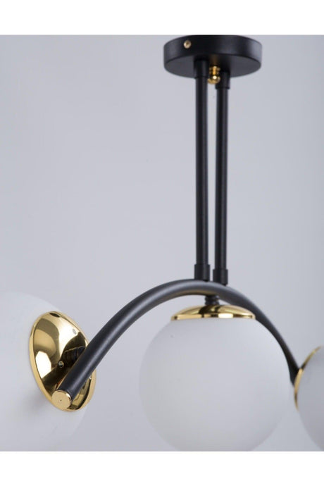 Bow Black 3 Lamps White Glass Chandelier - Swordslife