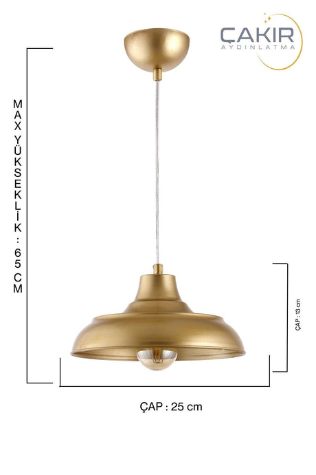 Bow Rolling Gold Single Pendant Lamp Chandelier - Çakır