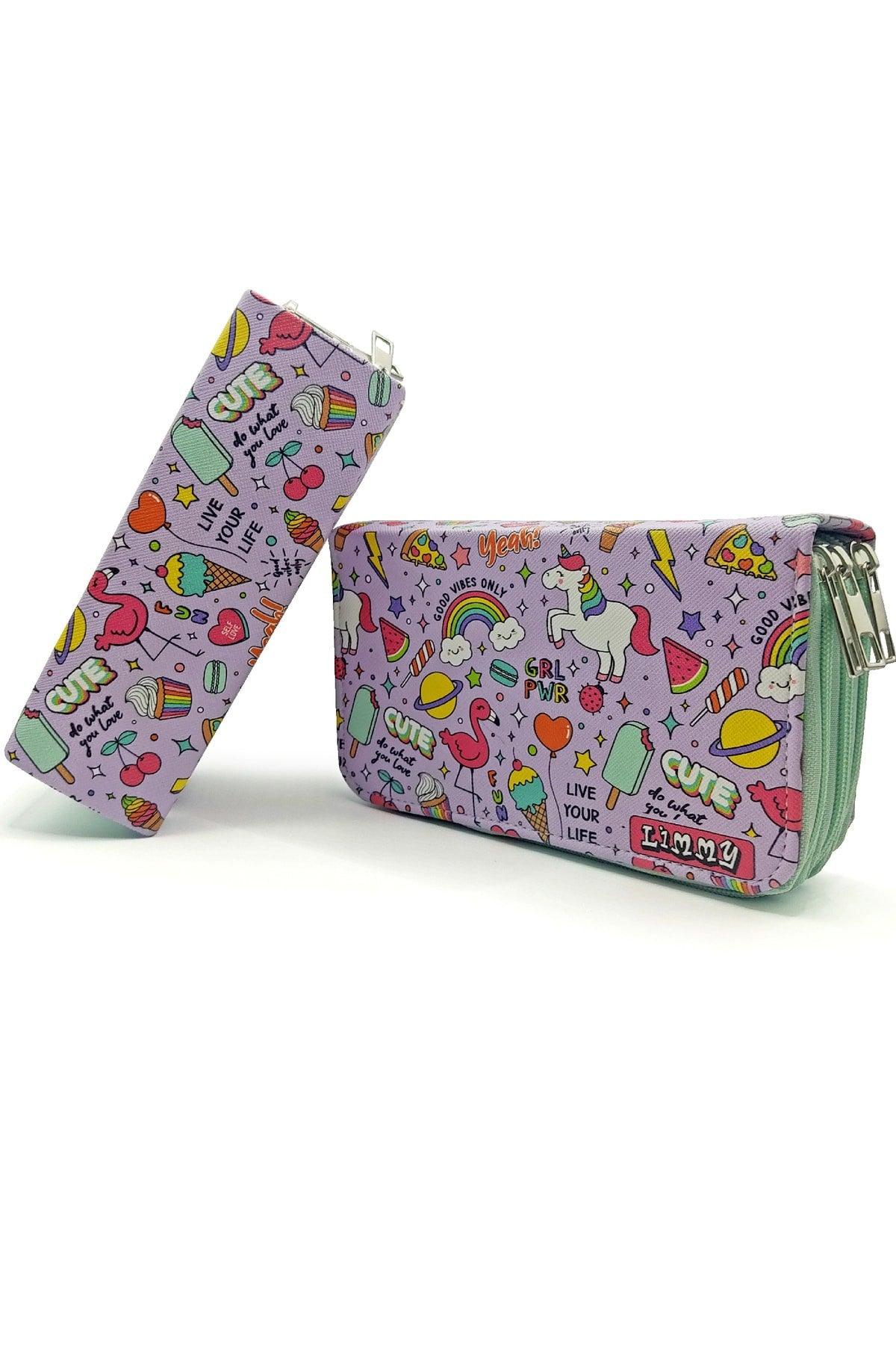 Pencil Case Unicorn-flamingo Patterned Kawai