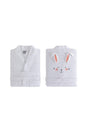 Bret Kimono Collar Bathrobe 100% Cotton Bathrobe Color Salmon And White 450 gr/m² - Swordslife