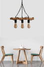 Brown Authentic Wooden Natural Log Rope 3-Way Chandelier - Swordslife