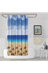 Brown Bathroom Curtain Sea And Sand Landscape Pattern Shower Curtain Single Wing Bathroom Shower Curtain - Swordslife