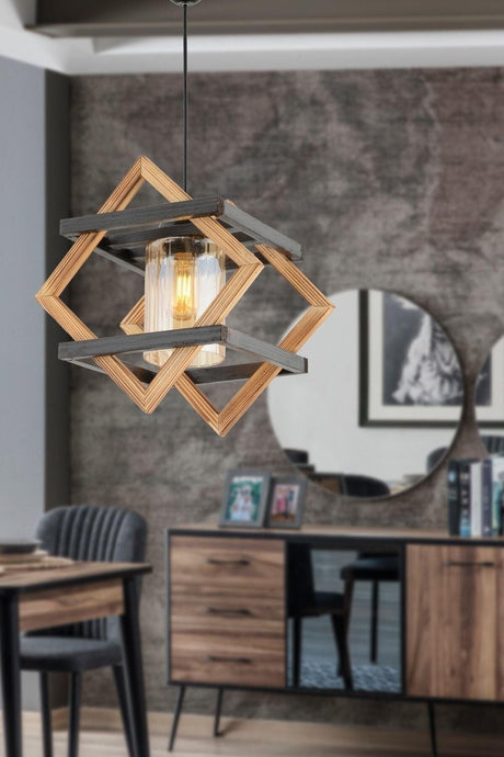 Brown Gray Mercury Single Wooden Pendant Chandelier - Swordslife