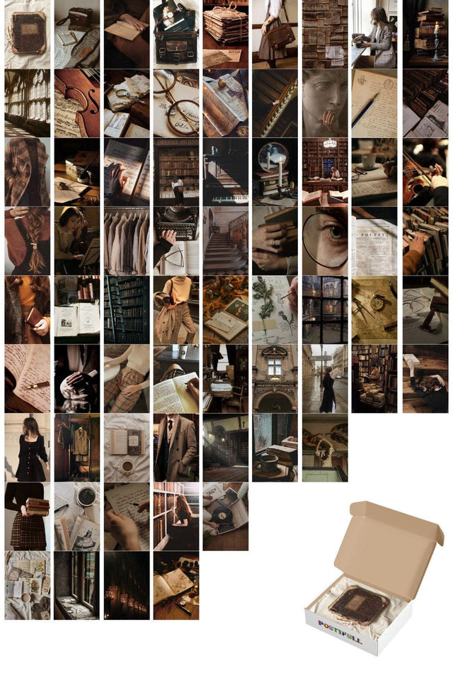 Brown Retro Wall Poster Set - Adhesive Back Vintage Collage Set - 70 Pieces - 10cm*15cm - Swordslife