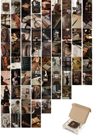 Brown Retro Wall Poster Set - Adhesive Back Vintage Collage Set - 70 Pieces - 10cm*15cm - Swordslife