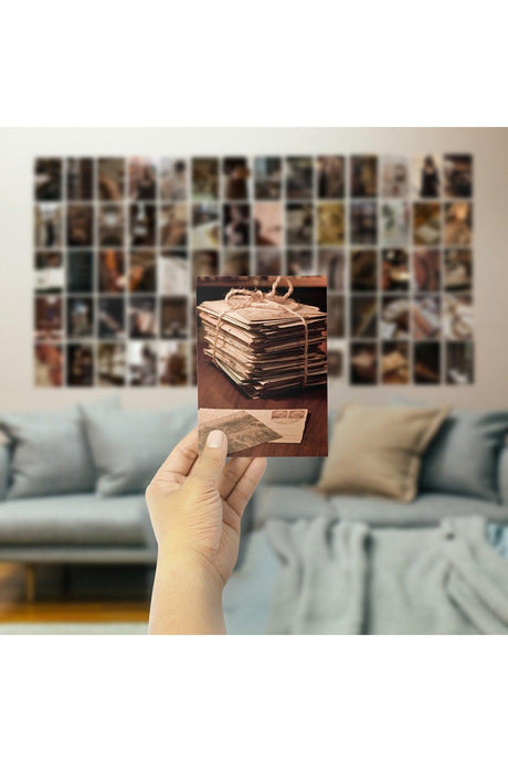 Brown Retro Wall Poster Set - Adhesive Back Vintage Collage Set - 70 Pieces - 10cm*15cm - Swordslife