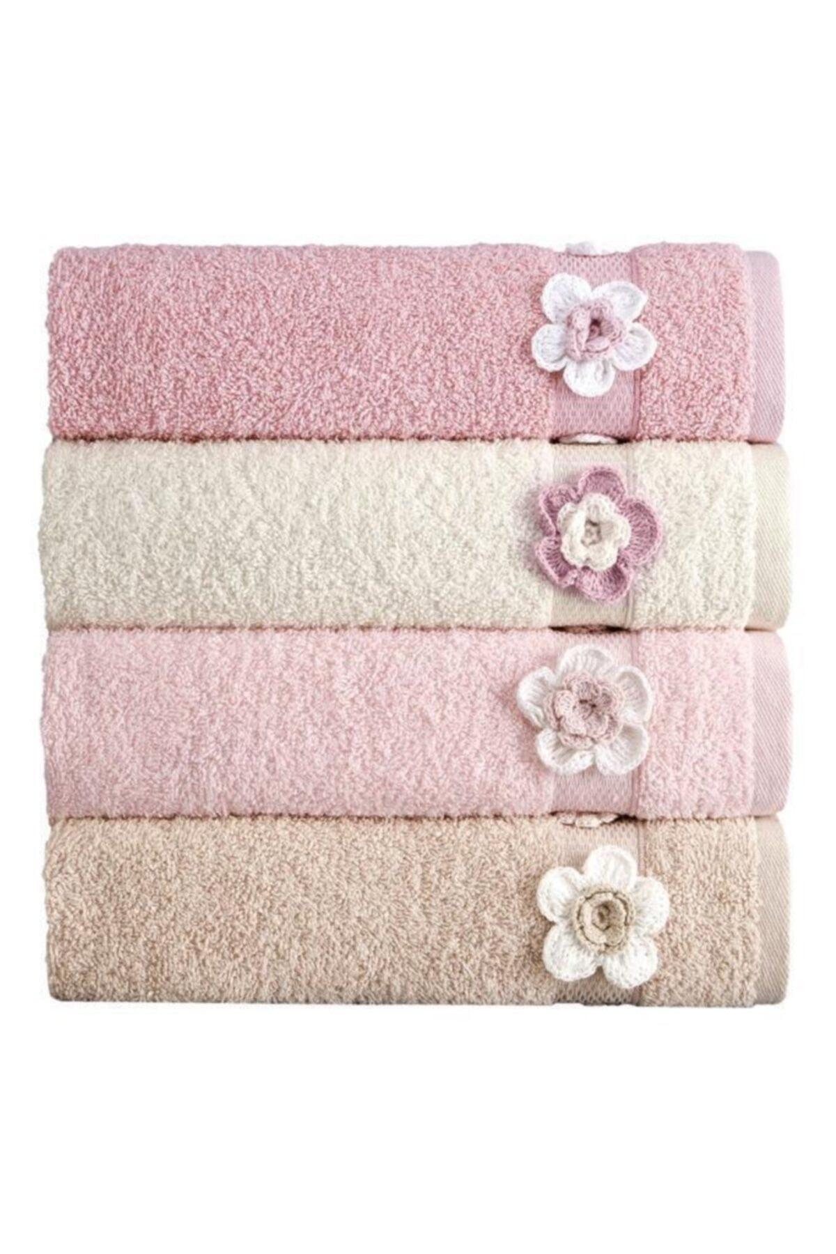 Bukre Hand Embroidered Towel Set 4 50x85 cm