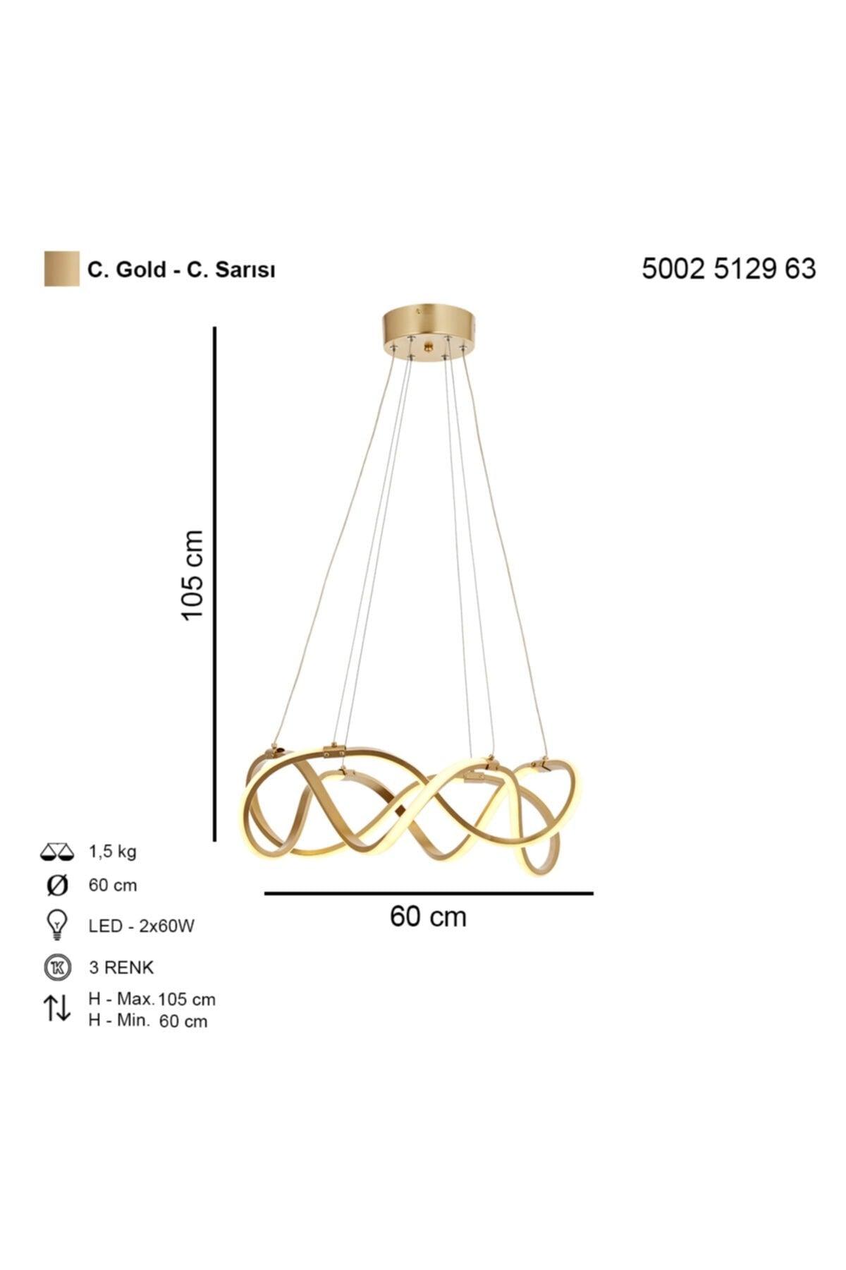 Burgaz Double Pendant Lamp Led Chandelier Gold Painted - Swordslife