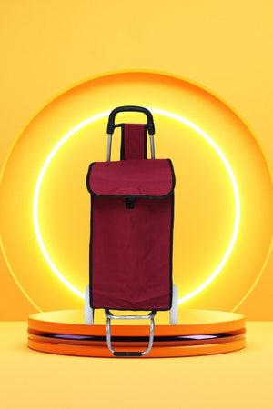 Claret Red Luxury Market Trolley with Soundproof Wheels, Waterproof Bag - Swordslife