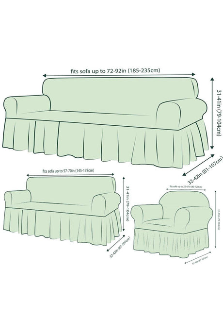 Bürümcük Cotton Sofa Cover Set Elastic Skirted Sofa Cover 3+3+1+1 Standard - Swordslife