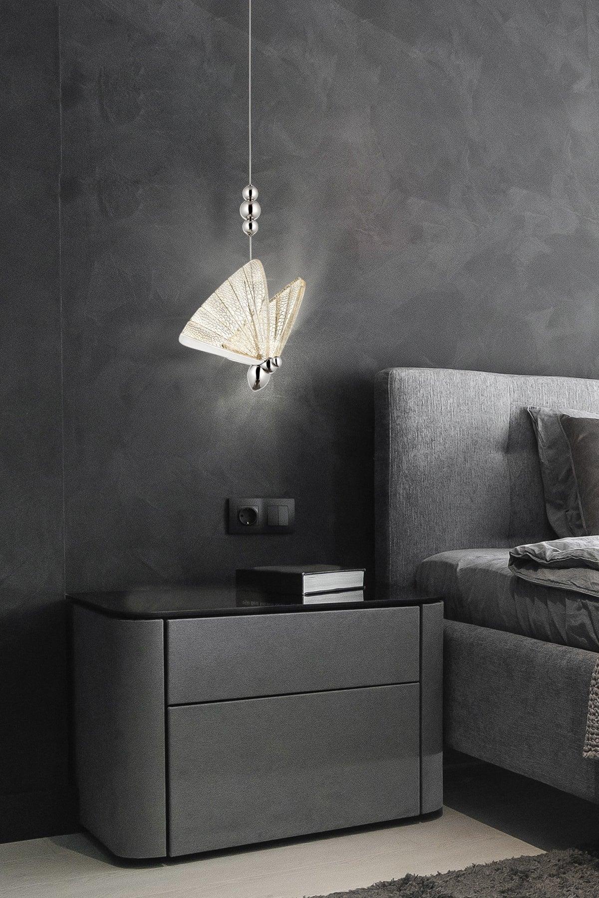 Butterfly 20 Cm 3 Color Led Chrome Single Chandelier - Swordslife