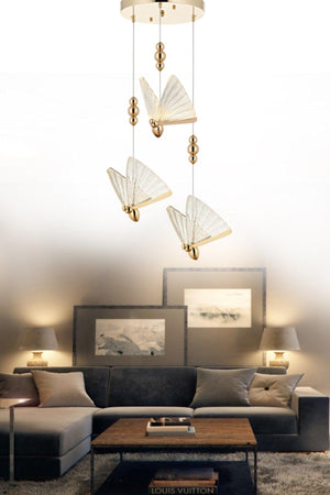 Butterfly 3 Color Led Yellow 3 Suspended Chandelier - Swordslife
