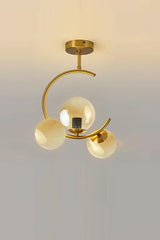 C Model Modern Sport Globe Honey Glass Gold 3 Pcs Plafonyer Chandelier - Swordslife