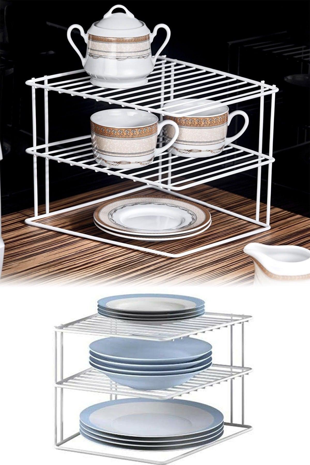 Cupboard Plate Cup Organizer Corner Metal