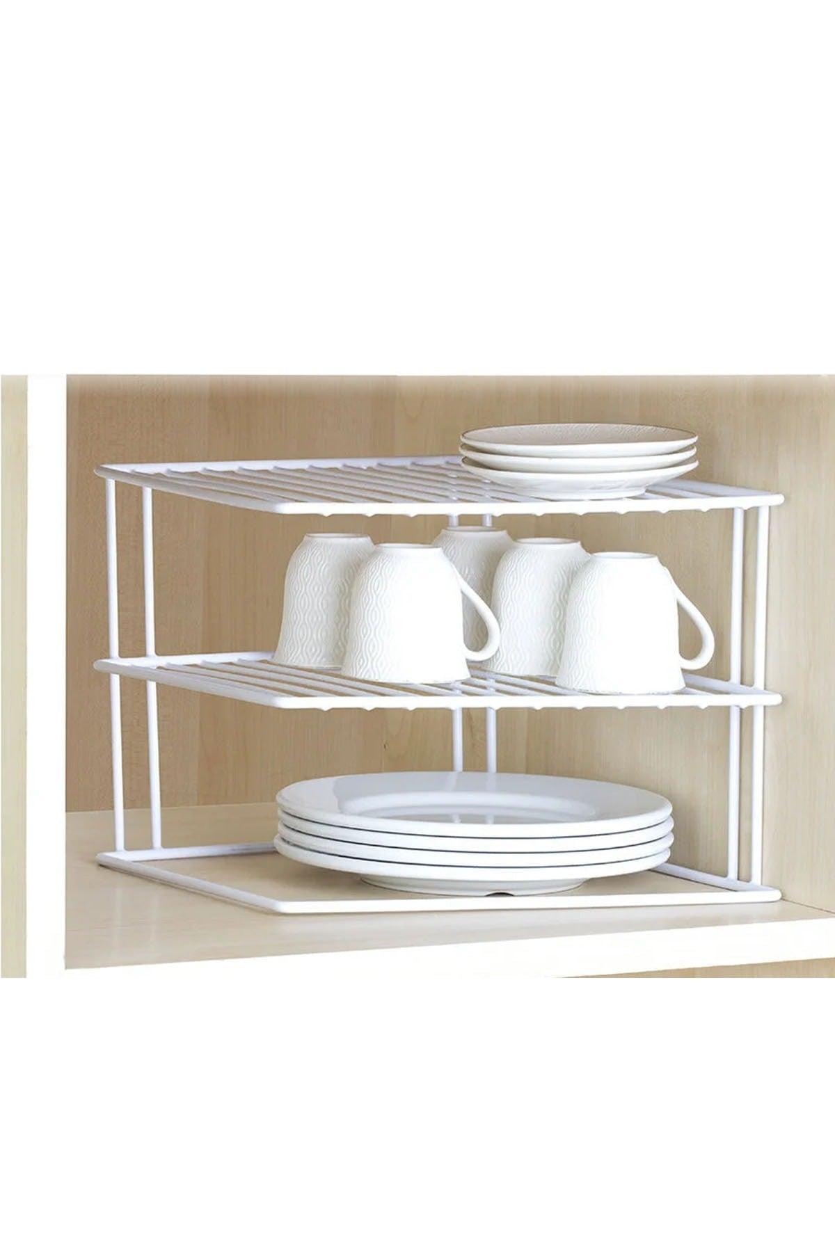 Cupboard Plate Cup Organizer Corner Metal