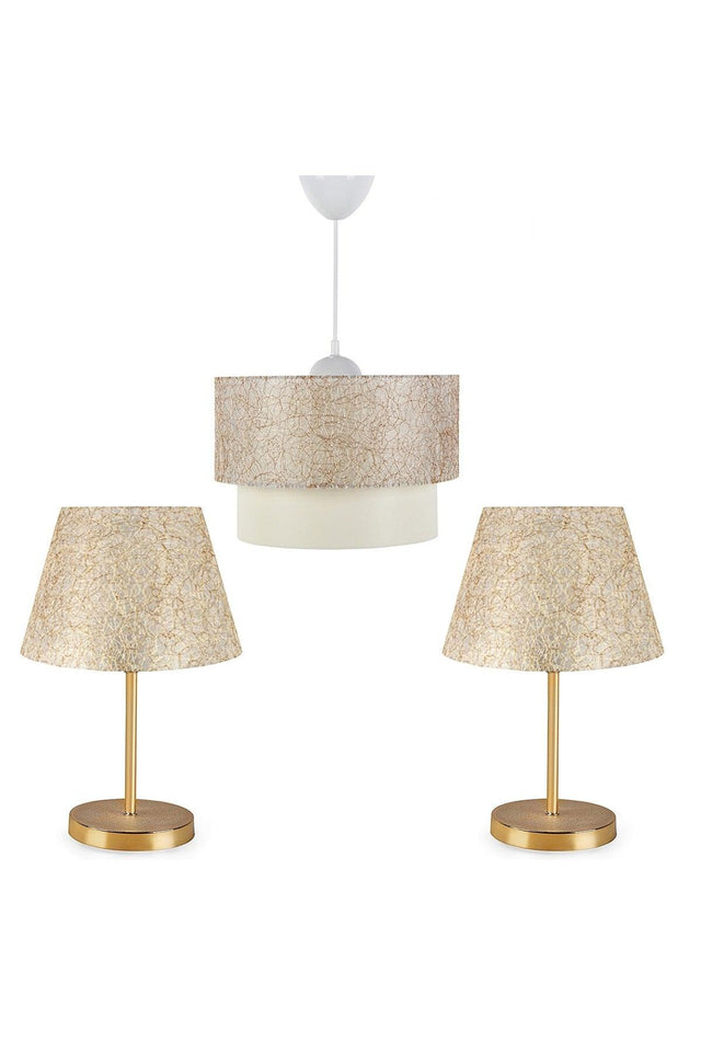 Pasta Single Pendant Lamp Chandelier And Lara Gold Lampshade Set With Gold Thread - Swordslife