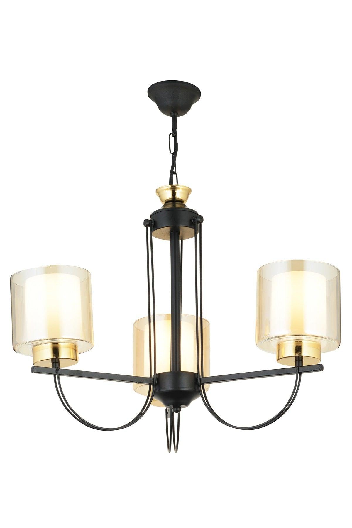 Call 3 Triple Black Double Glass Luxury Upward Facing Chandelier - Swordslife