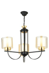 Call 3 Triple Black Double Glass Luxury Upward Facing Chandelier - Swordslife