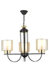 Call 3 Triple Black Double Glass Luxury Upward Facing Chandelier - Swordslife