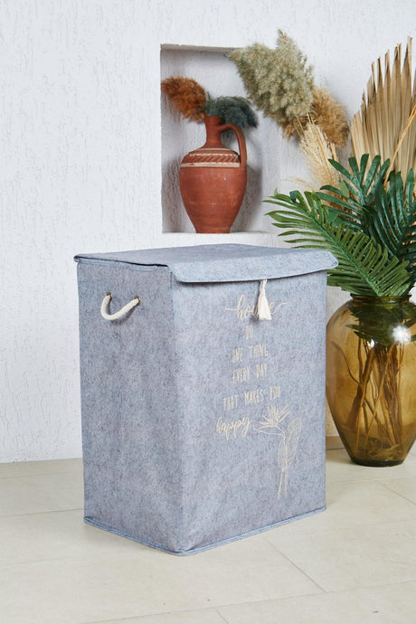 Laundry Basket 2 'Set Felt Dirty Basket Gray Gray 41x30x55 - Swordslife