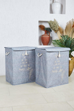 Laundry Basket 2 'Set Felt Dirty Basket Gray Gray 41x30x55 - Swordslife