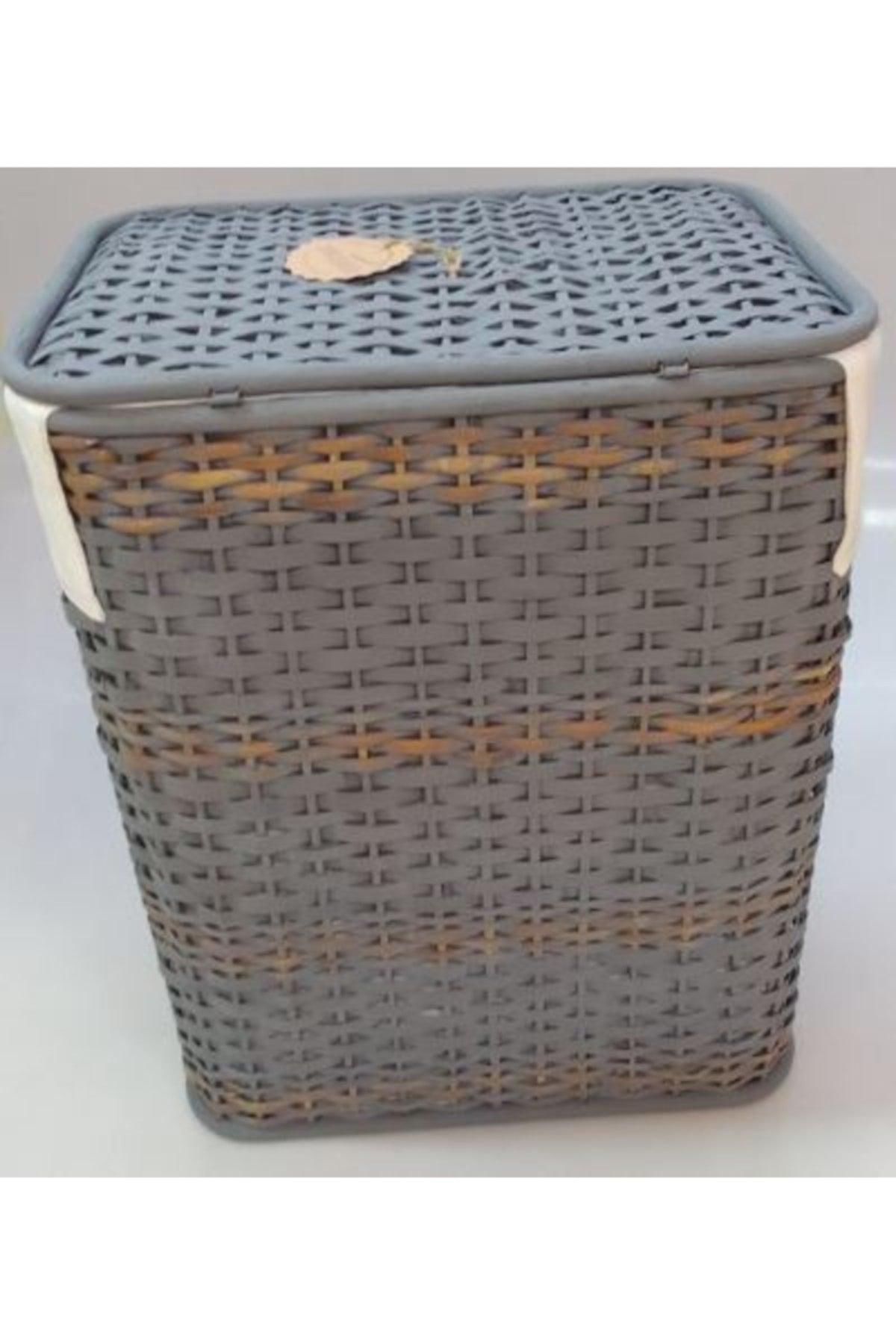 Laundry Basket,dark Gray Bamboo/rattan Heart, Small - Swordslife