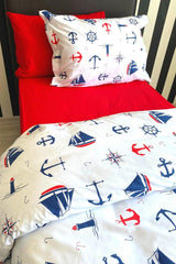 Anchor Sailor Elastic Bed Sheet Single 100% Cotton Duvet Cover Set - Swordslife