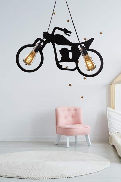 Capır Motor Bicycle Chandelier Pendant Lamp Modern Rustic Decorative Retro 2 Li Lamp - Swordslife