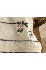 Caretta Cotton Embroidered Hand Towel 30x40 Cm White - Swordslife