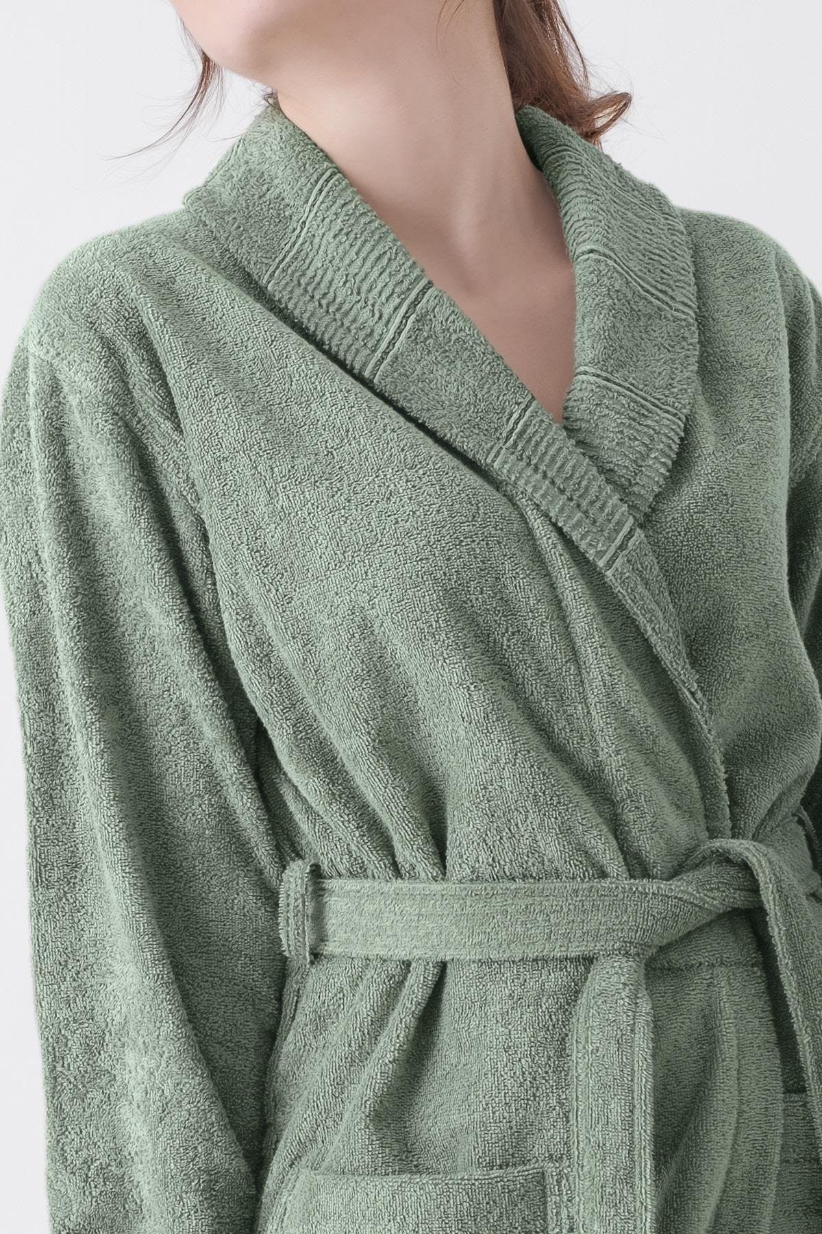 Carmine Robe X Olive - Extra Soft, Modern And Special Design 100% Cotton Unisex Salvia Bathrobe - Swordslife