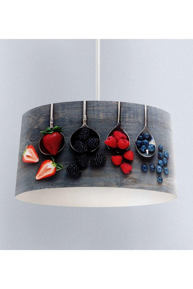 Fruits on Spoon Pattern Fabric Kitchen 3D Pendant Lamp Chandelier - Swordslife