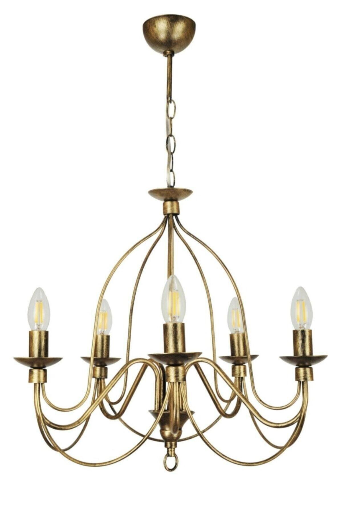 Castle 5 Black Yellow Patina Chandelier - Swordslife