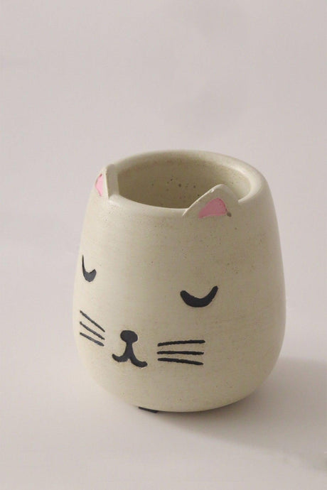 Cat Concrete Toothbrush Holder - Ivory Color