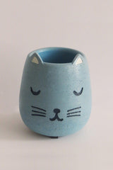 Cat Concrete Toothbrush Holder - Turquoise Blue