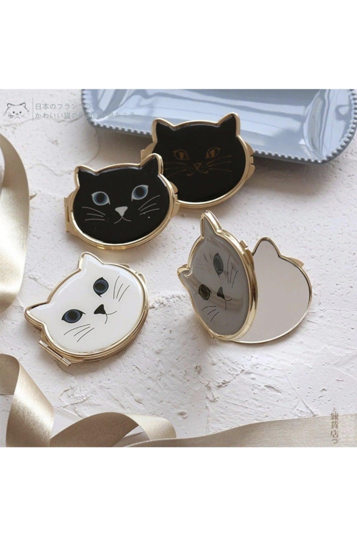 Cat Design Cosmetic Pocket Bag Mirror Covered Hand Makeup Mirror Apparatus - Swordslife