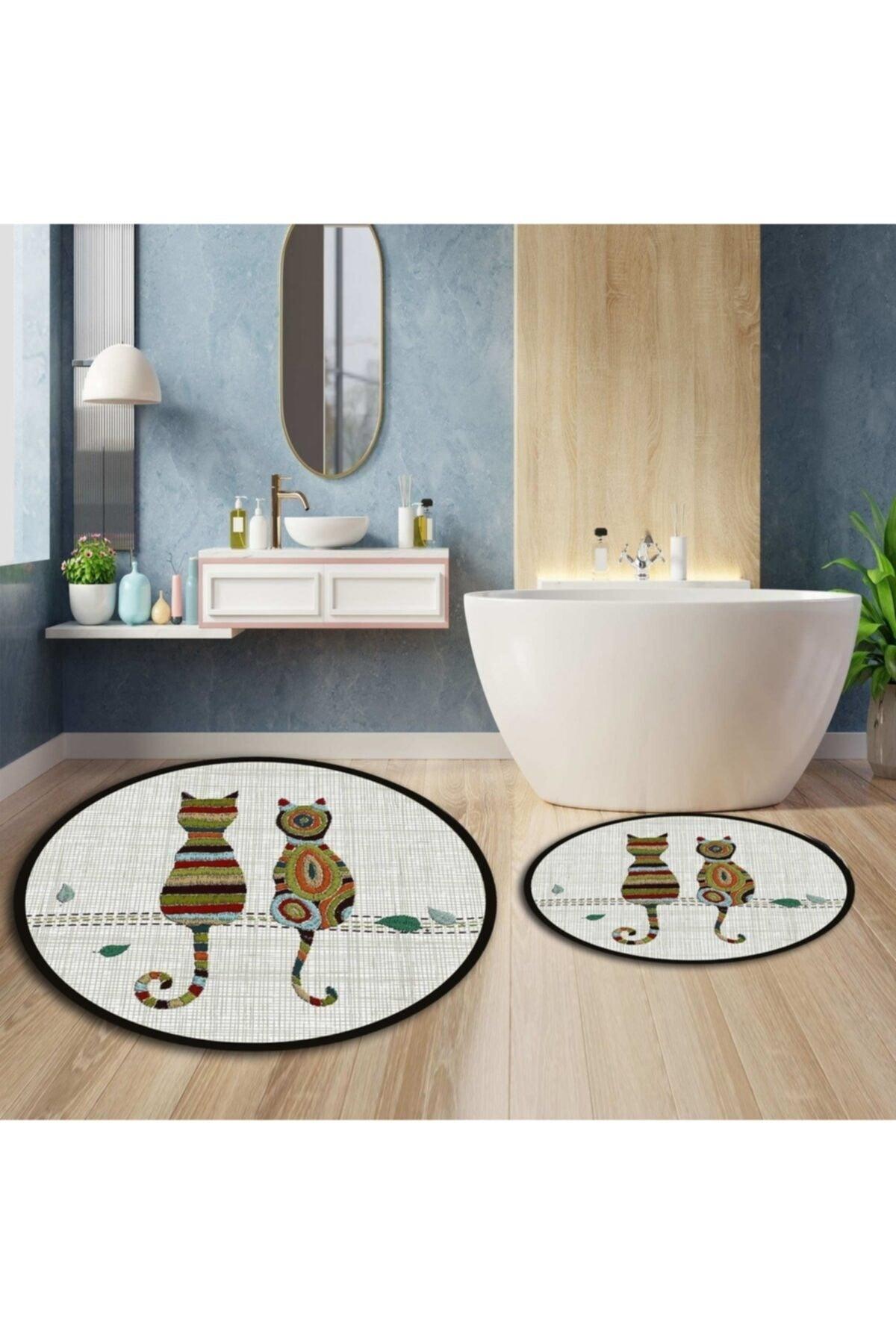 Cat Patterned 2-Pattern Bathroom Carpet Set 40x60/60x100 - Swordslife