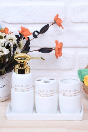 Cedro 4 Piece Porcelain White Bathroom Set With Stand Tr-2077 - Swordslife