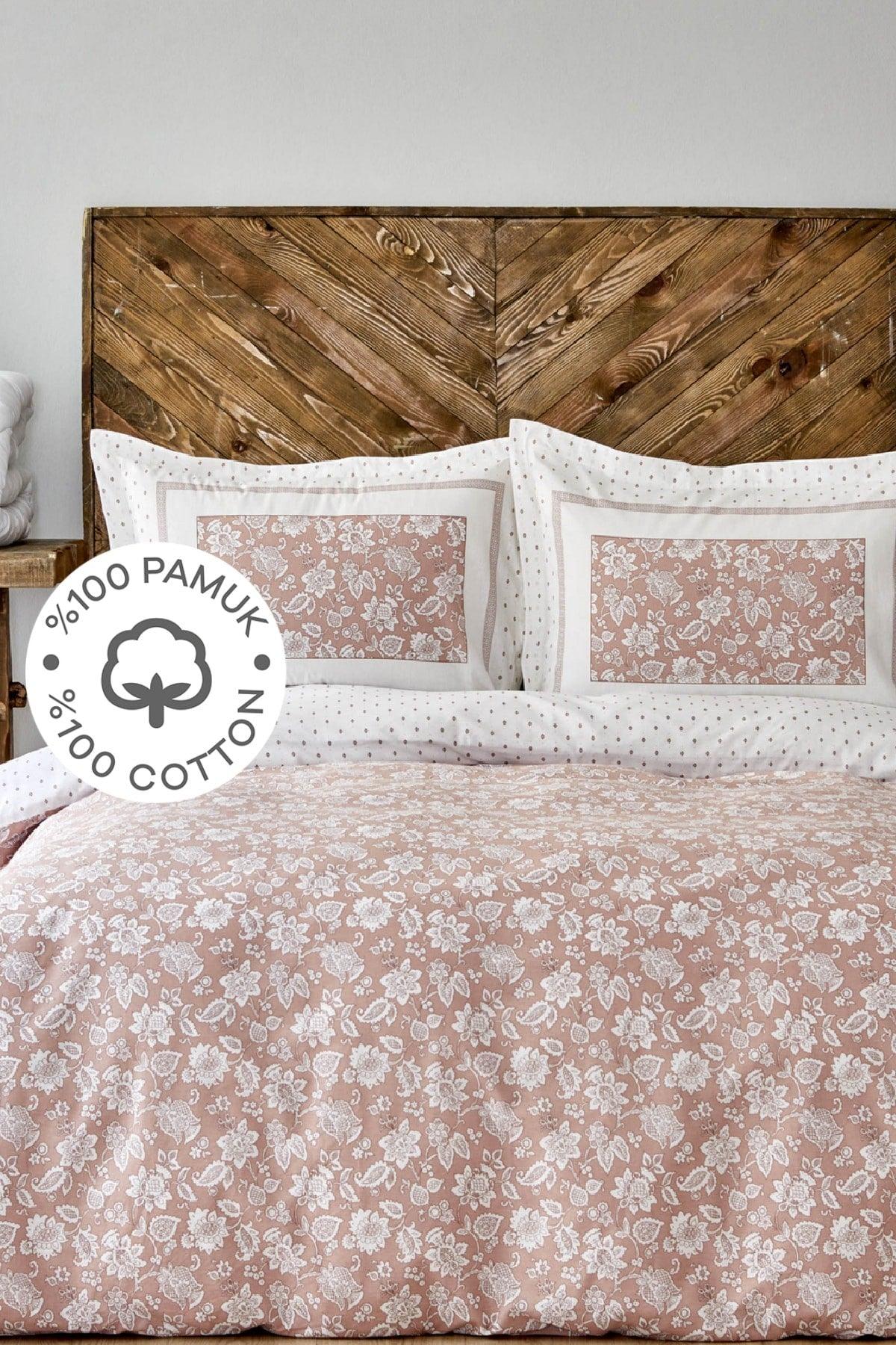 Celerina Pink 100% Cotton Double Fitted Duvet Cover Set - Swordslife