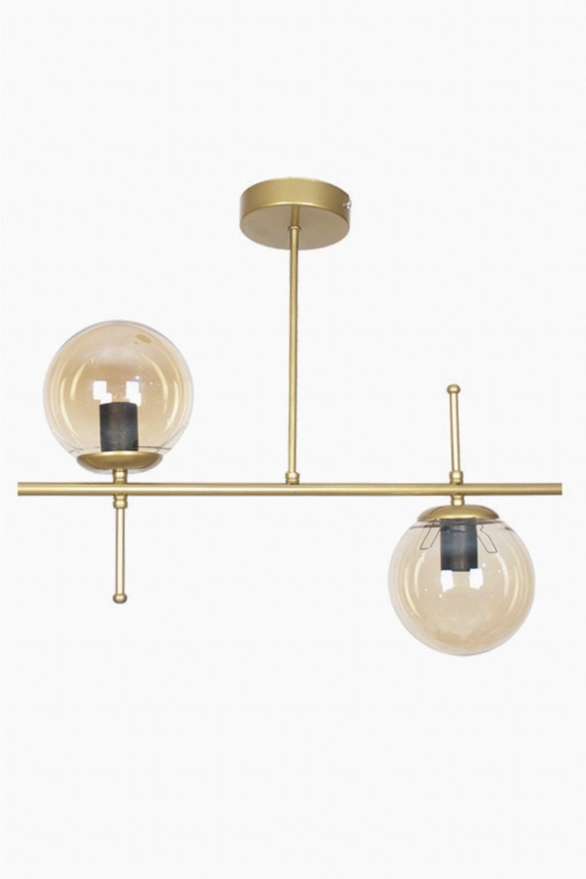 Cello Modern Design Metal Alte Gold Farbe Honig Glas Esstisch Top - Salon 2 Li Kronleuchter - Swordslife