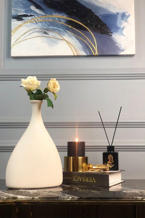Ceramic Asymmetrical Handmade Vase-beige Color - Swordslife