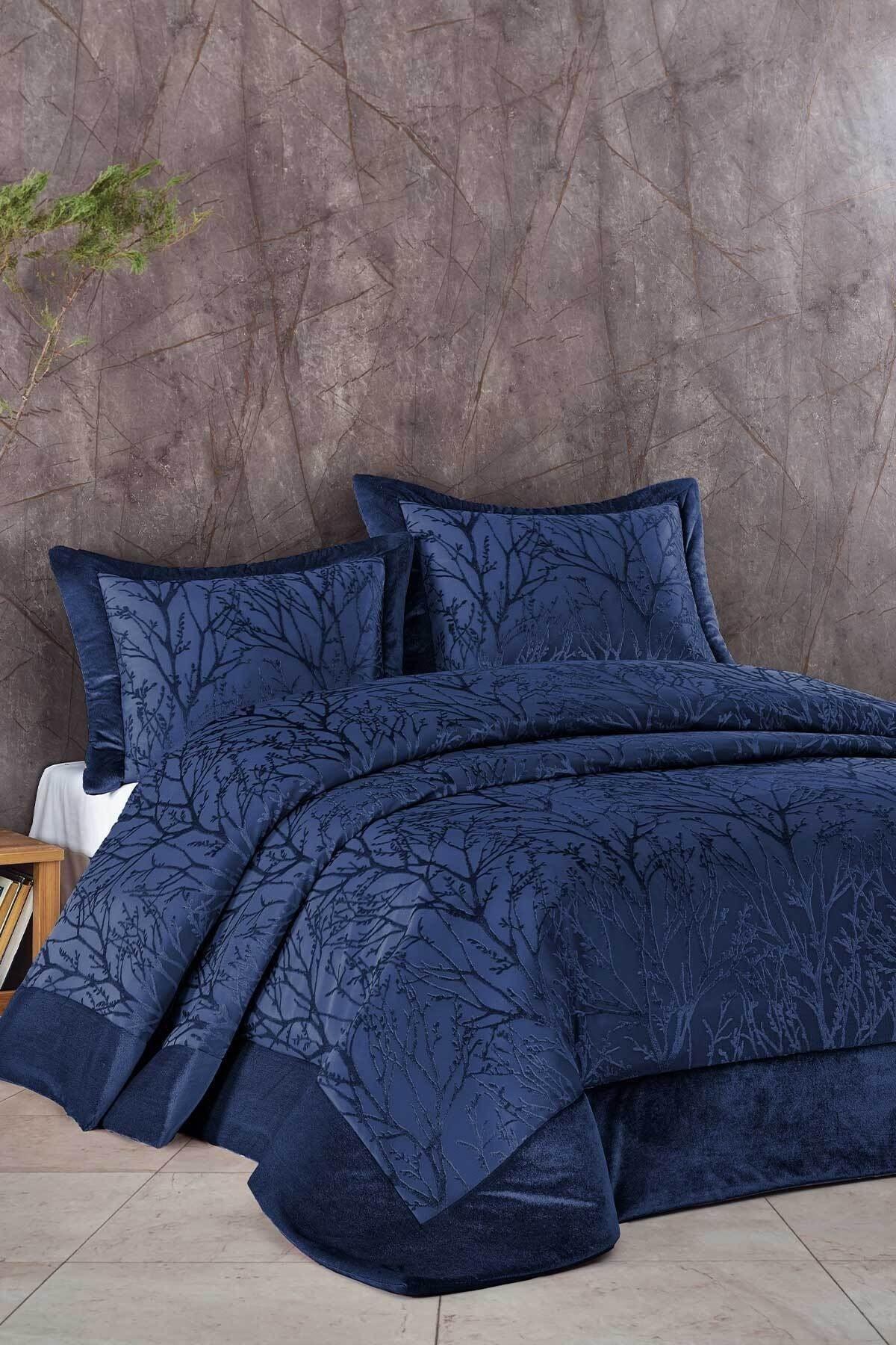 Dowry Package 10 Pieces (bedspread+duvet cover+blanket) Spring Navy - Swordslife