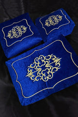 Dowry Gold Embroidered Velvet Engagement Scrap 3 Pcs