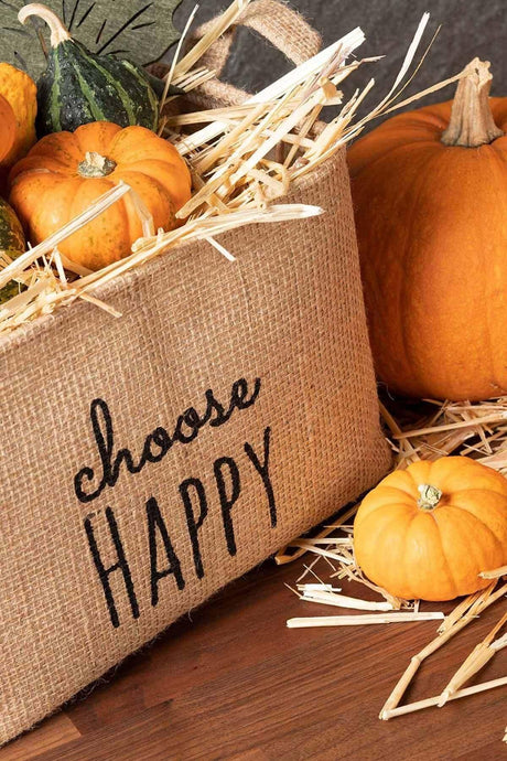 Choose Happy Printed Basket //30x21x18 - Swordslife