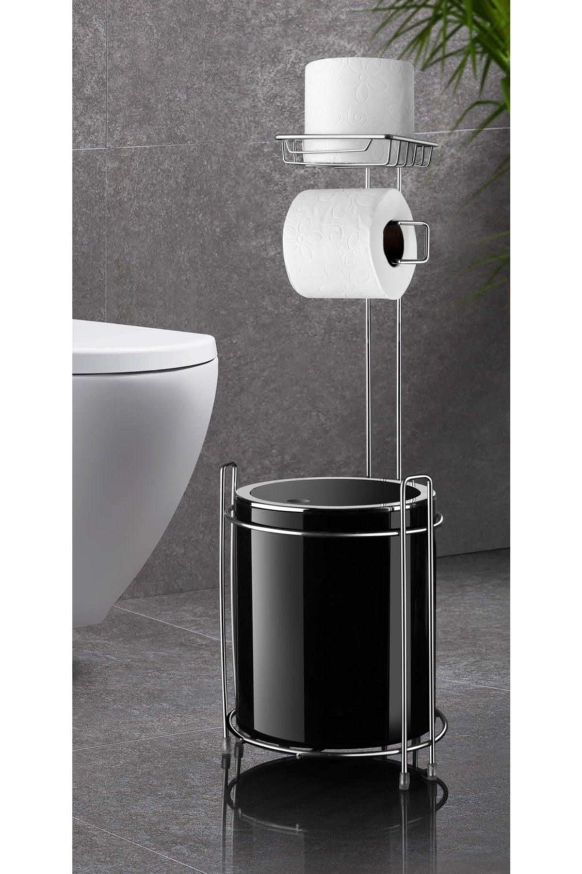 Chrom Ersatz Wc Papier und schwarze Müll Bucket - Swordslife