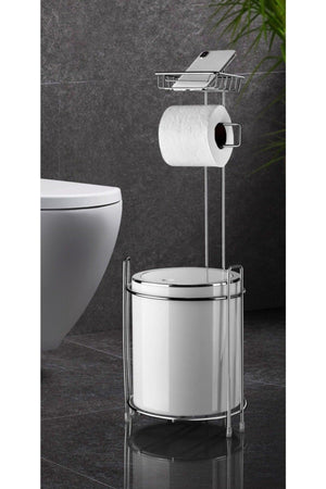 Chrom Ersatz Wc Papier und weiße Müll Eimer - Swordslife