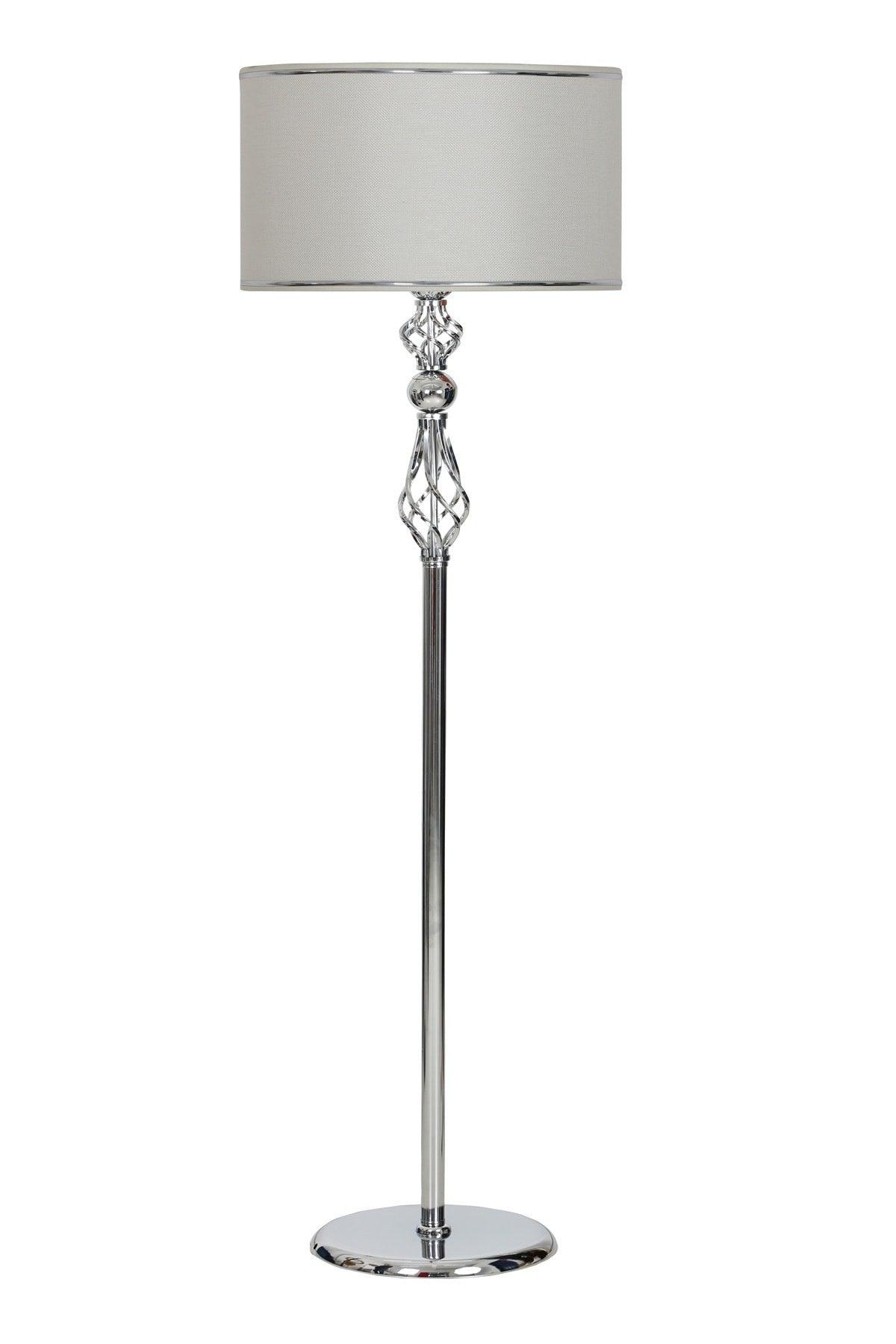 Chrome Plated Savona Flat Metal Single Leg Floor Lamp Chrome Detailed Mesh White - Swordslife