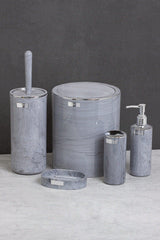 Chromed Round Marble Patterned Bathroom Set of 5 - Swordslife