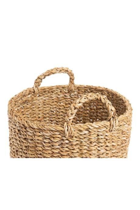 Ciana Knitted Handle Round Wicker Basket 32x27